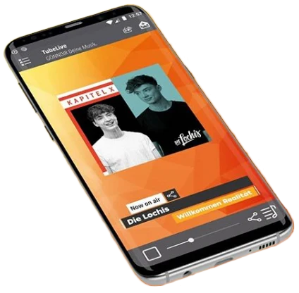 Historische TubeLive-App mit Radioplayer auf einem Smartphone